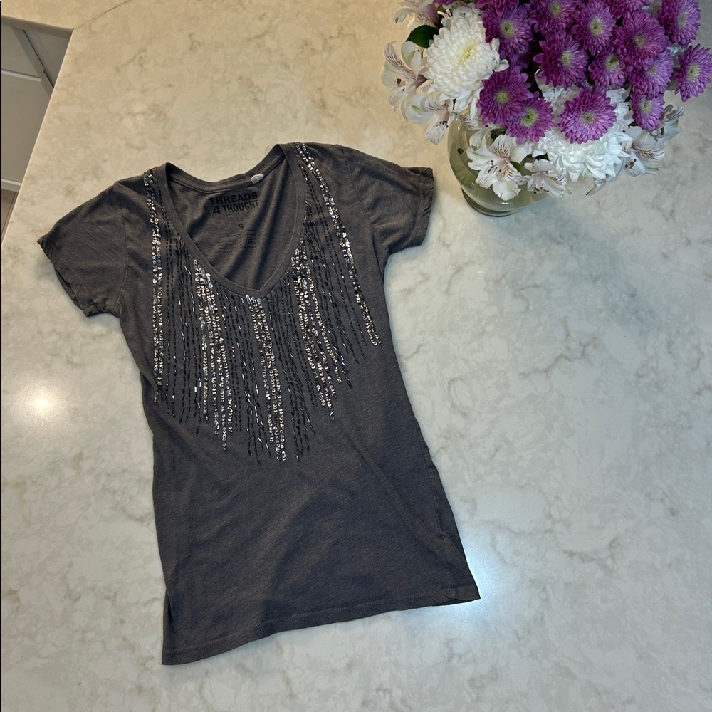 Threads 4 Thought Beaded V Neck Tee